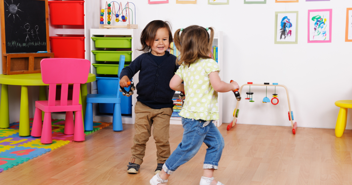 Sensory activities for kids Two children participating in music and movement activities.
